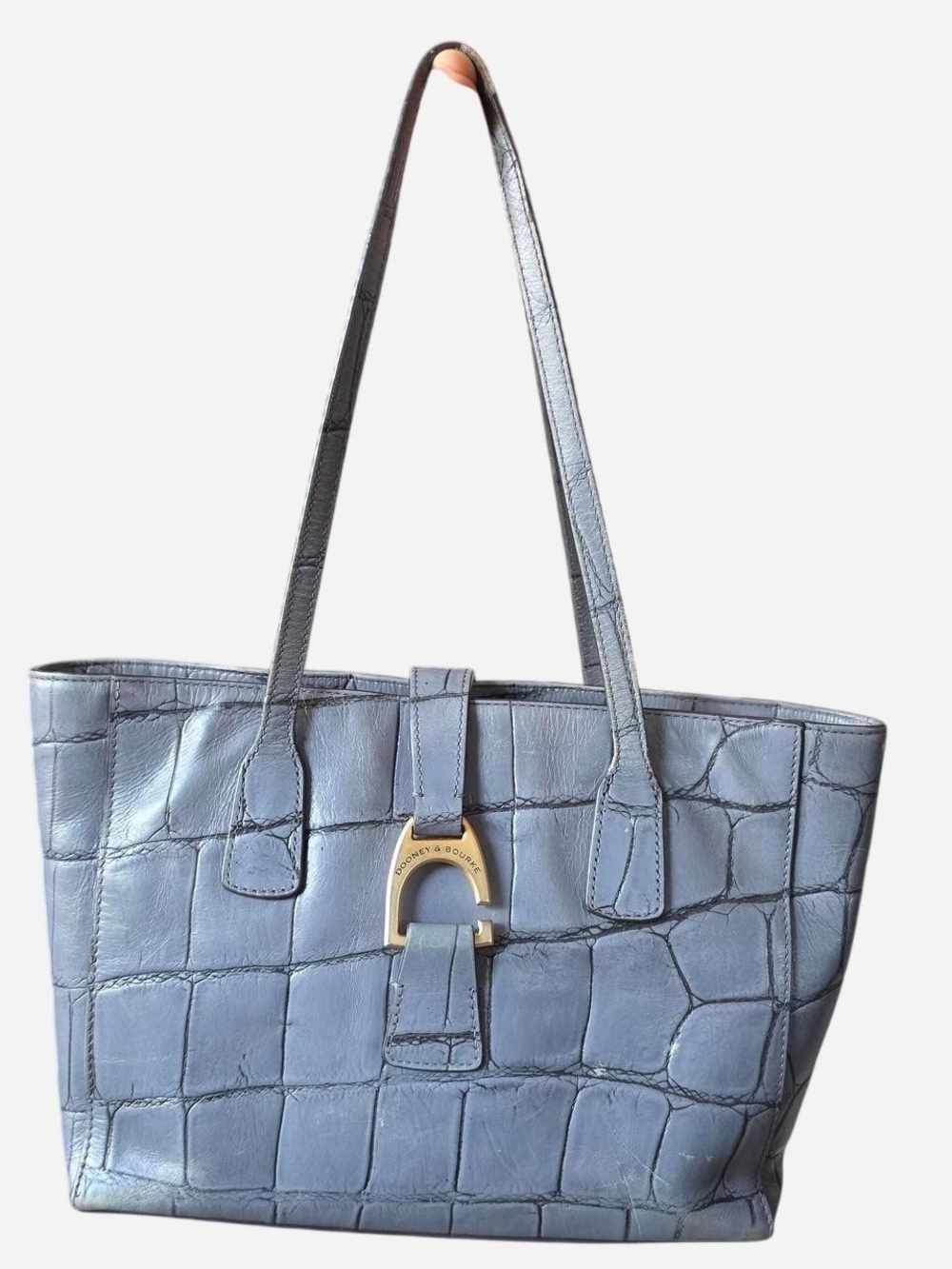 Dooney And Burke Vintahe  Women's Croc-Embossed Leather Tote Bag in Slate Blue